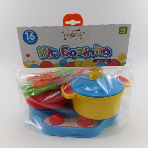 Kit Cozinha Colorido - panelinha amarela com tampa azul - 1026 MARAL