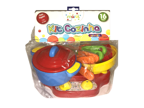 Kit Cozinha Colorido - panelinha azul com tampa vermelha - 1026 MARAL