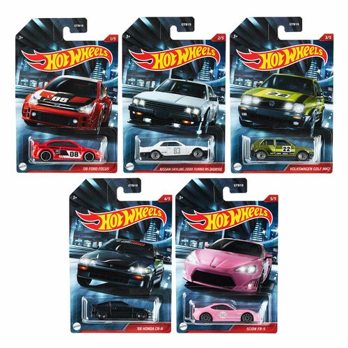 Veiculo - Hot Wheels - Conjunto Carros Tematicos Cult Racers - Kit com 5 Carrinhos MATTEL