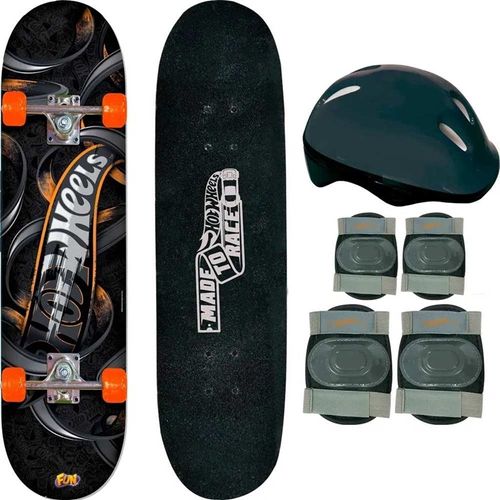 Skate com kit de seguranca hot wheels - Preto START