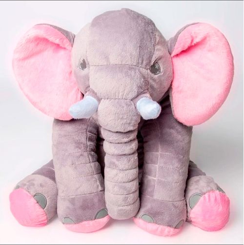 Travesseiro Elefante Cinza detalhes rosa - 40 cms - 6866 FROES COMERCIO INTER