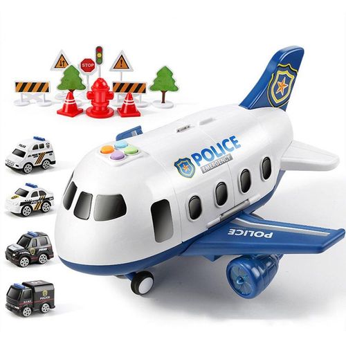 Aviao cargo com friccao luzes e som e 4 carros de policia Inclusos TERRACO