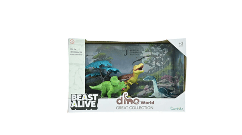 Kit De Dinossauros Com Cenario Dino World Master Beast Alive - Candide CANDIDE