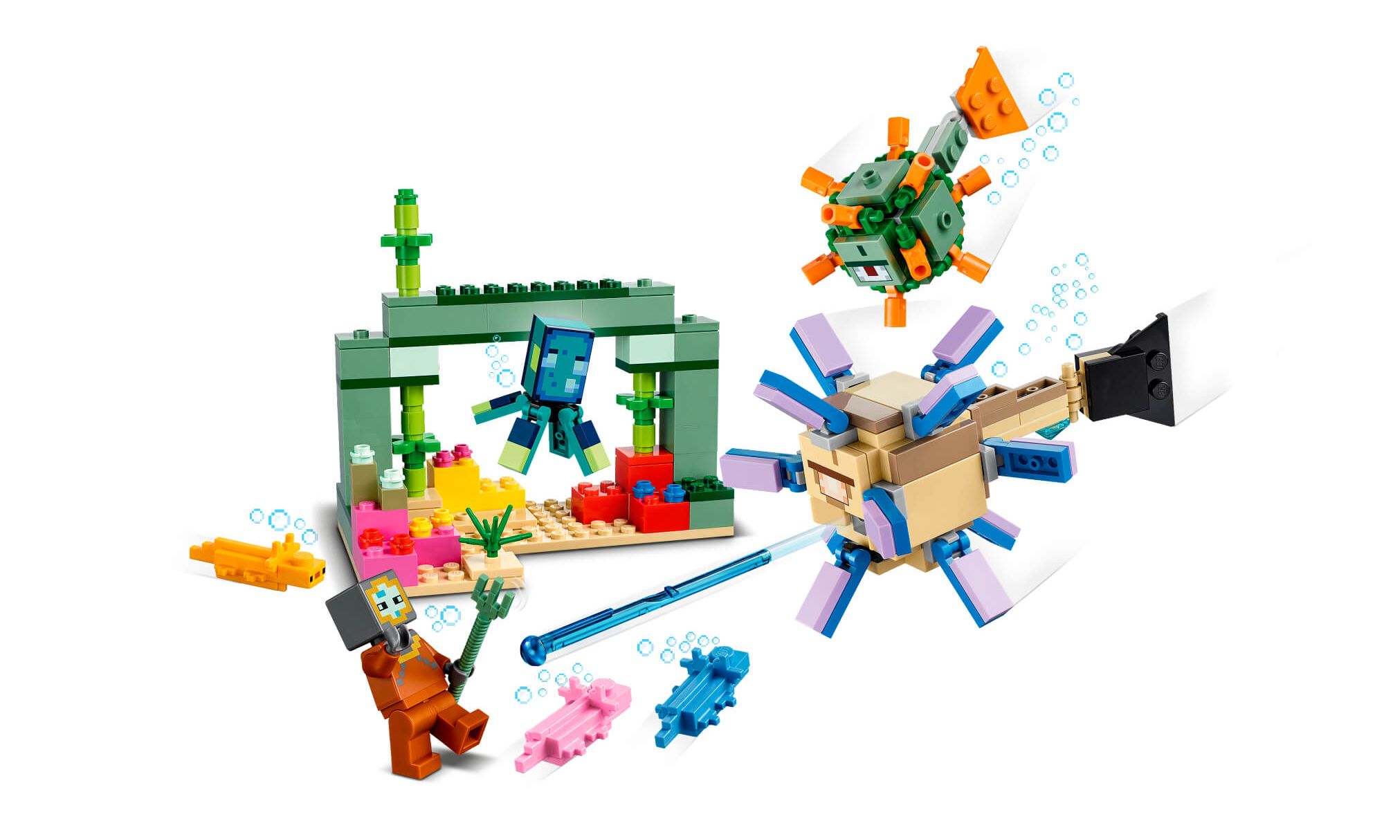 Lego Brinquedo De Montar Minecraft Mar Peixes Blocos A Batalha