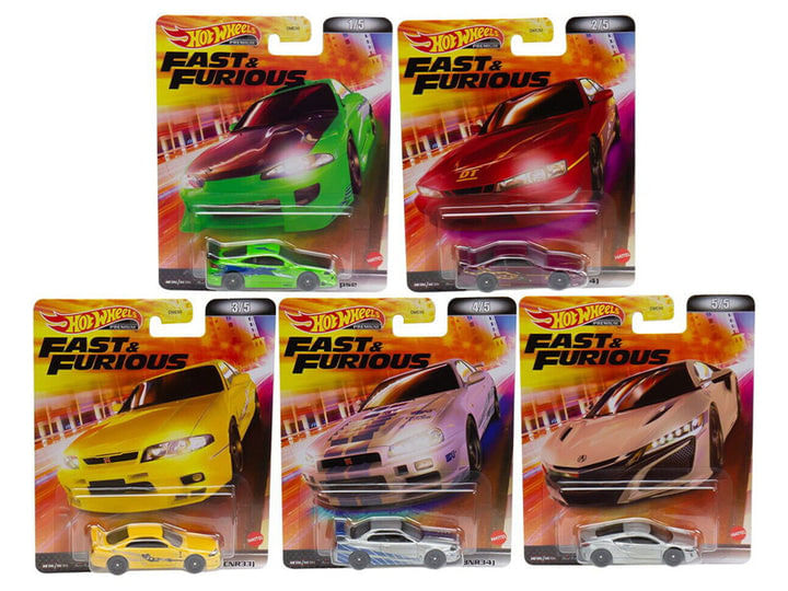 5 Pack Fast & Furious - Velozes e Furiosos - 1/64 - Hot Wheels 2021