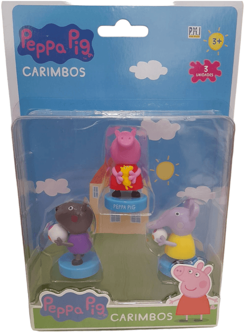 Peppa Pig - Carimbo Blister com 3 Unidades - Peppa Pig - Danny Dog - Emily Elefante (BR1690) MULTIKIDS