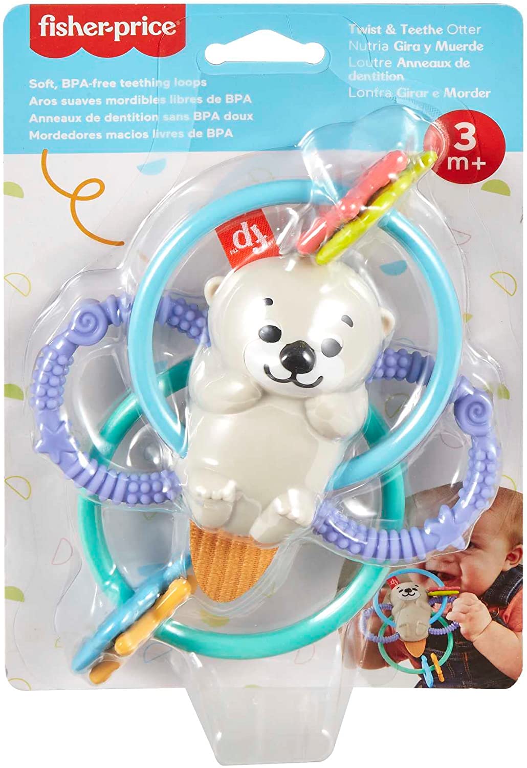 Fisher-Price Chocalho Lontra - Mattel HJW12 - Xickos Brinquedos