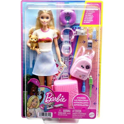 Boneca - Barbie Malibu - Viajante com cachorrinho ( HJY18) MATTEL