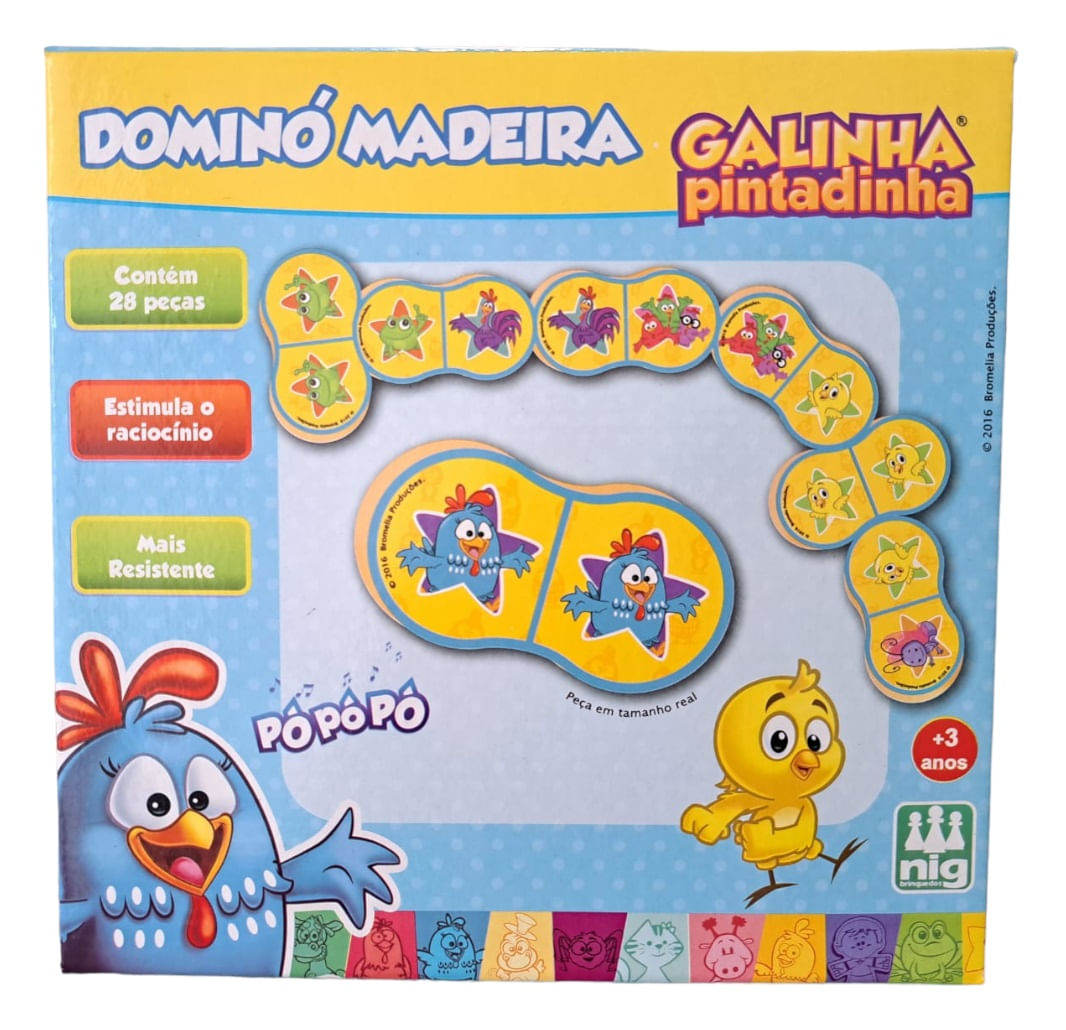 Jogo Galinha Pintadinha Domino Em Madeira - Nig Brinquedos - Bebe Brinquedo