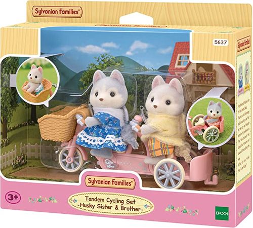 Bonecas - Sylvanian Families - Bicicleta Dupla - Irma e Irmao Huskys - 5637 EPOCH MAGIA