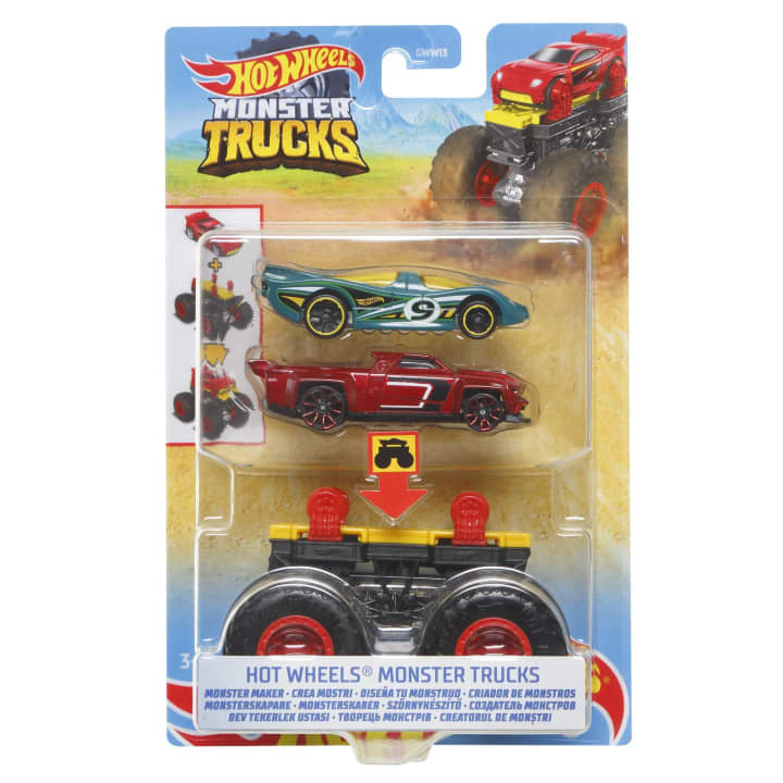 Hot Wheels Monster Truck Plus Car 1:64 Scale Vehicle 2-Pack 2024 Mix (N)