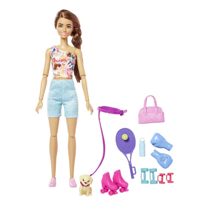 Boneca - Barbie com Cachorrinho - Roupa de Treino Patins e Tenis - GKH73  MATTEL