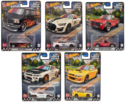 Carrinho -Boulevard  Hot Wheels - Escala 1:64 - kit com 5 Carrinhos MATTEL