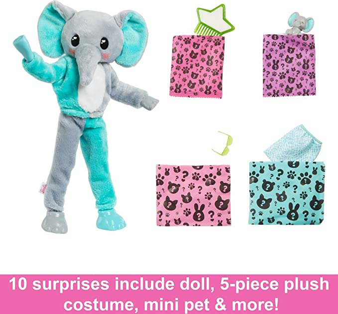 Barbie Cutie Reveal 10 Surpresas Selva Elefante HPK98 Mattel