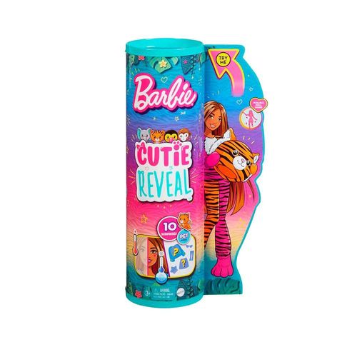 Barbie - Cutie Reveal - 10 Surpresas com Mini Pet e Fantasia de Tigre - Hkp99 MATTEL