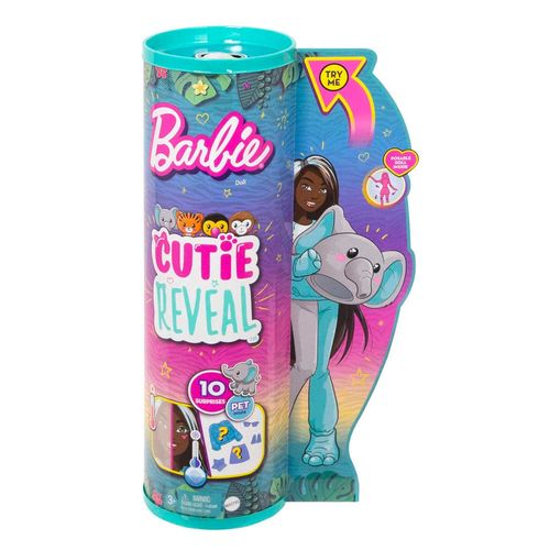 Barbie - Cutie Reveal - 10 Surpresas com Mini Pet e Fantasia de Elefante - Hkp98 MATTEL