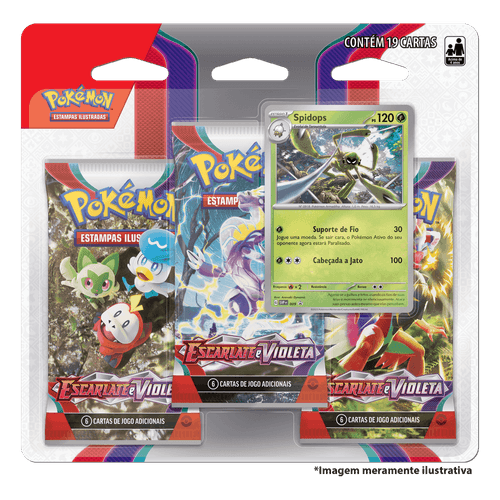 Cartas Pokemon - Triple Pack - Escarlate e Violeta 1 - Spidops - 32564 - COPAG DA AMAZONIA