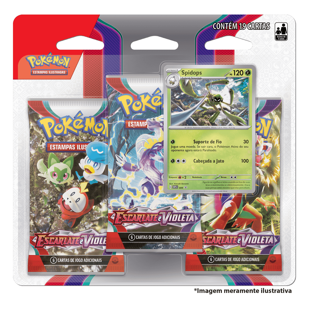 Cartas Pokemon - Triple Pack - Escarlate e Violeta 1 - Spidops - 32564 -  COPAG DA IA