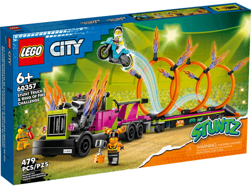Blocos de Montar - City - Caminhao de Acrobacias e Desafio do Anel de Fogo - 60357 LEGO DO BRASIL