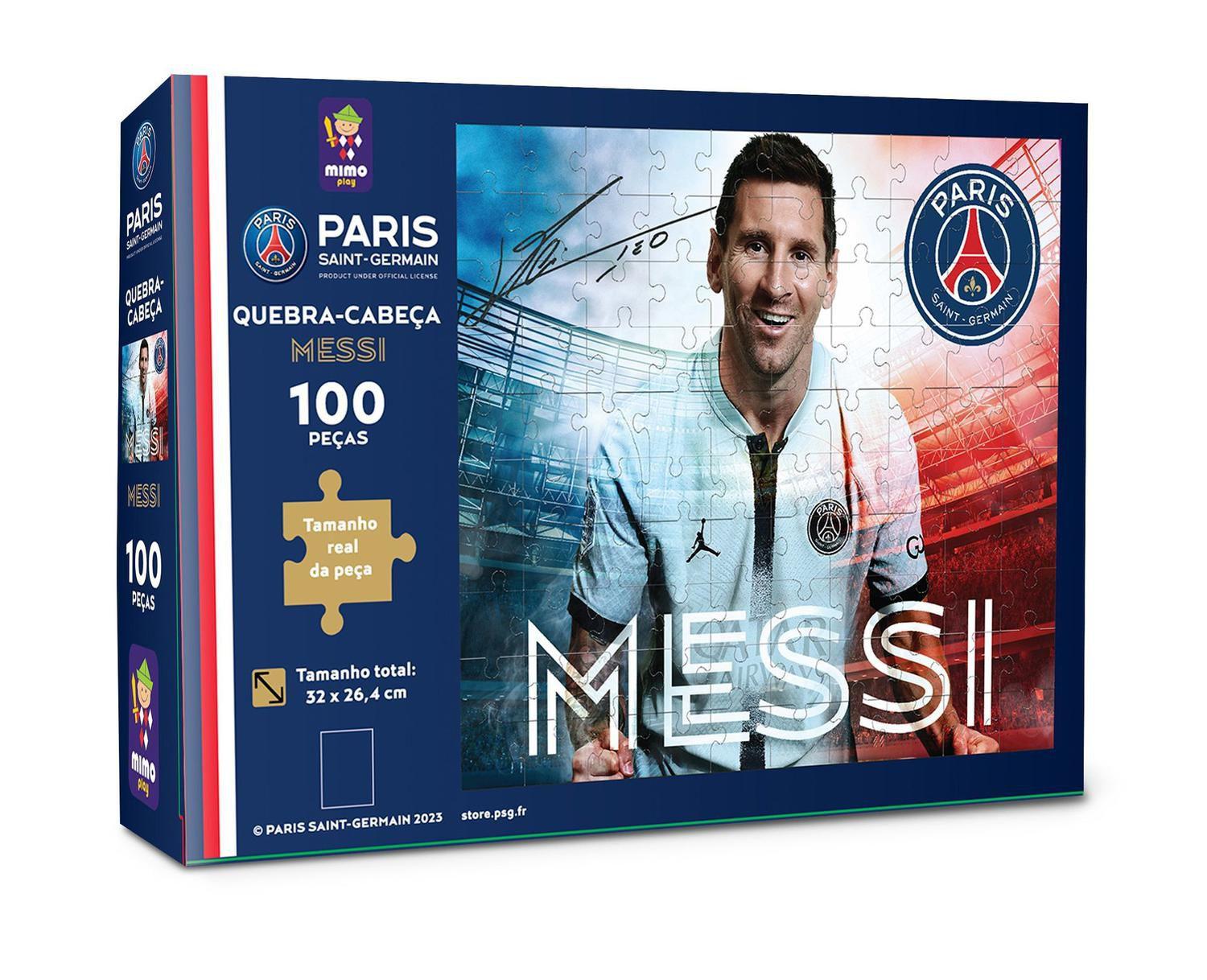 Paris Saint-German, Quebra Cabeça 100 peças, Messi - Mimo Play