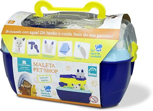 Maleta Pet Shop - Azul - Gatinho - Com Acessorios - 5859 ROMA JENSEN