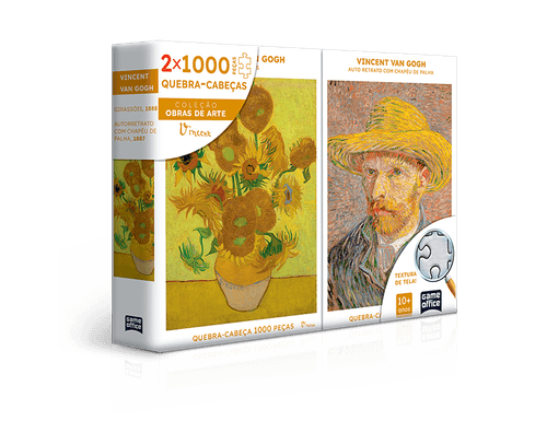 Quebra-Cabeca - Vincent Van Gogh - Retrato e Girassois - Combo 1000 pecas - 2882 TOYSTER