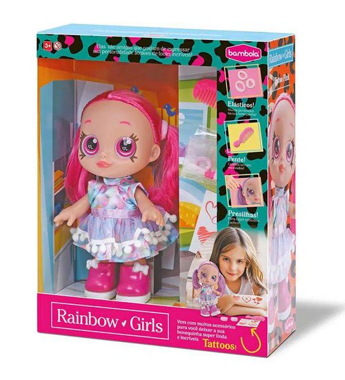 Boneca - Rainbow Tatoo Pink - 760 BAMBOLA BRINQUEDOS