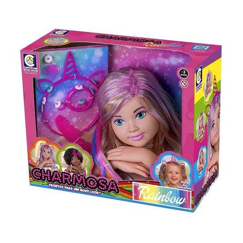 Boneca - Charmosa Busto Rainbow Edition - Tiara de Unicornio - 2578 COTIPLAS