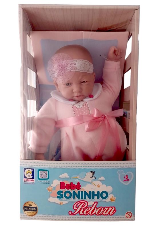 Boneca - Bebe Soninho Reborn Rosa - 2652 COTIPLAS