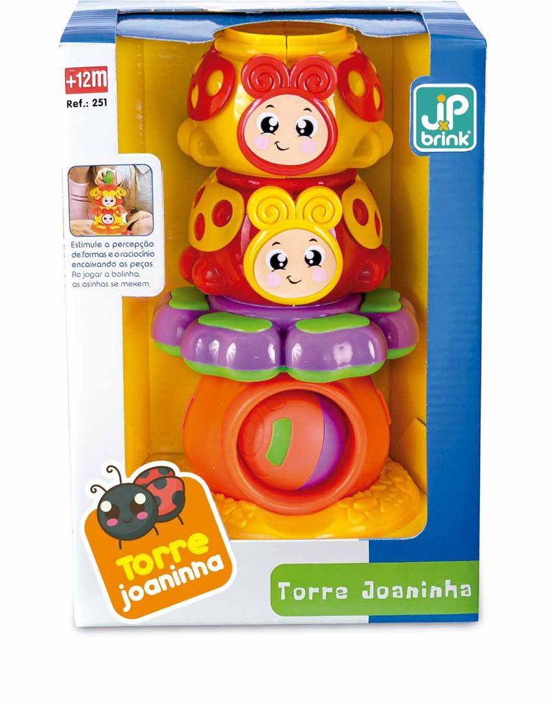 Jogo Educativo Didático Baby Torre Joaninha Colors +12 Meses