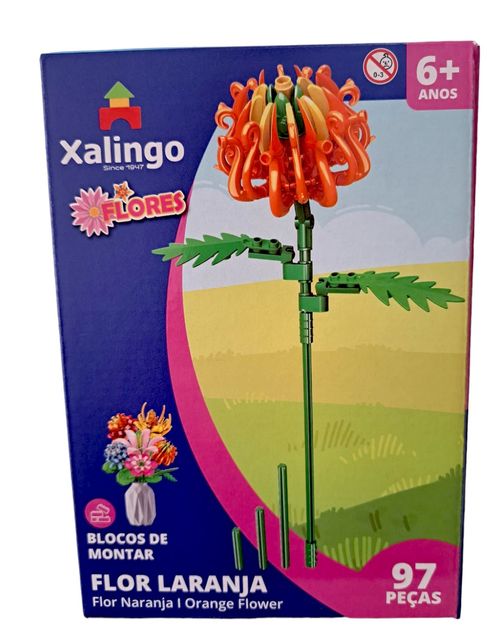 Blocos de Montar - Flor Laranja - Mundo Encantado XALINGO