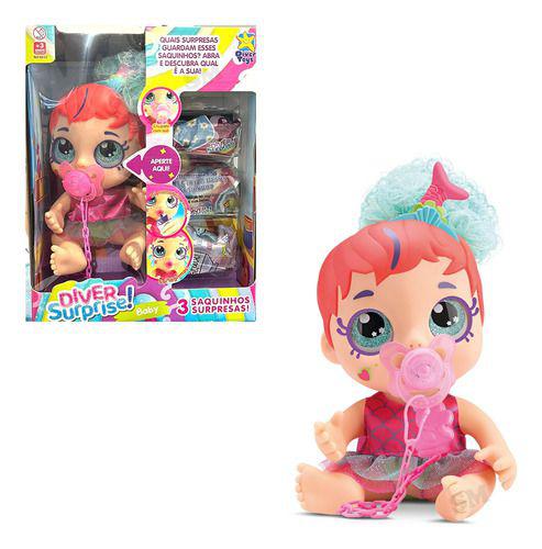 Boneca - Diver Surpresa Baby - Mama e Chora - Laranja DIVERTOYS