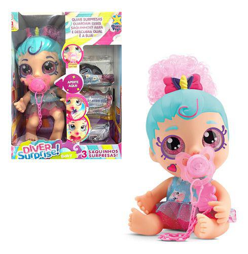 Boneca - Diver Surpresa Baby - Mama e Chora - Azul DIVERTOYS