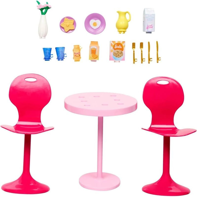 Jogo de mesa c/ quatro cadeiras p boneca Barbie