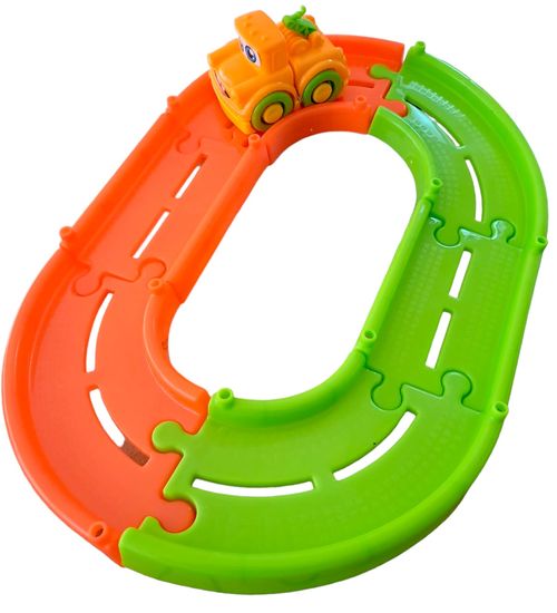 Pista Interativa - Happy Cars - Caminhaozinho Guincho Rebocador Laranja Floral - 259 - JP BRINK LTDA EPP