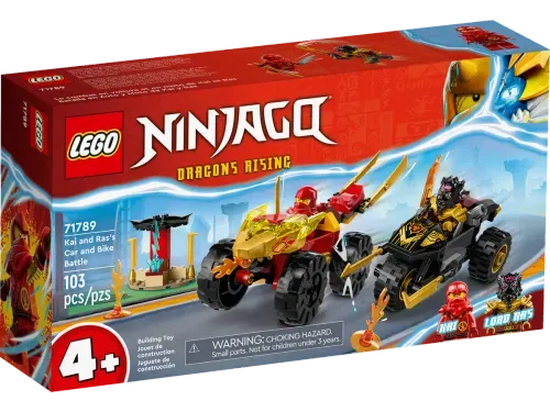 Blocos de Montar - Ninjago Dragons Rising - Batalha de Carro e Moto de Kai e Ras - 71789 LEGO DO BRASIL