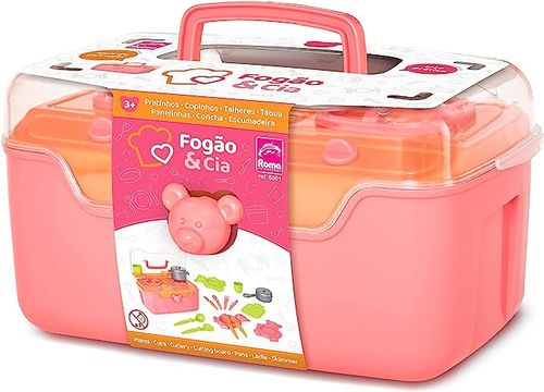 Cozinha Maleta Fogao e Cia Infantil - Laranja com Rosa ROMA JENSEN