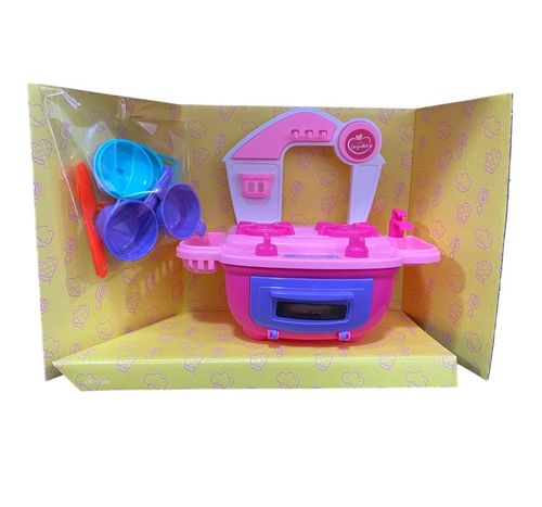 Kit Mini Cozinha - Fogaozinho C/ Panela Forno - Pink BSTOYS