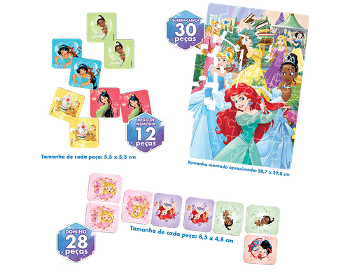 Jogo das Princesas - Super Kit Junior 3 em 1 - Disney TOYSTER