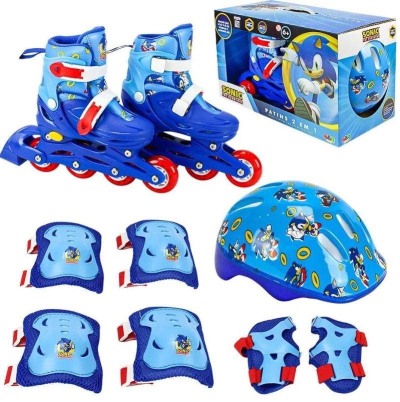 Patinete do Jogo Sonic Infantil Meninos de Duas Rodas Azul - Toys