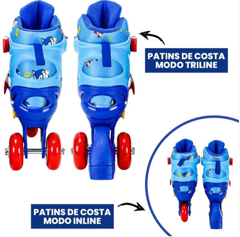 Patinete do Jogo Sonic Infantil Meninos de Duas Rodas Azul - Toys