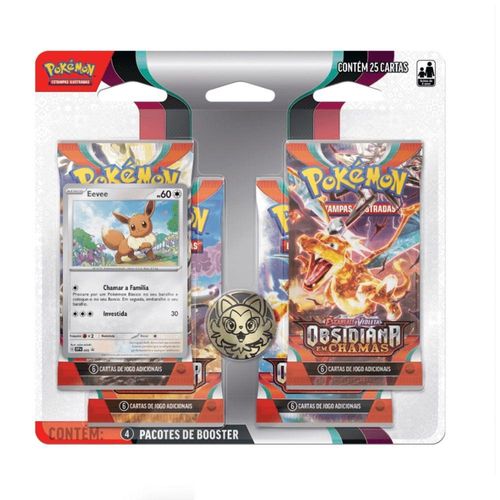 Pokemon EV03 - Obsidiana em Chamas - Blister Quadruplo - Eevee COPAG DA AMAZONIA