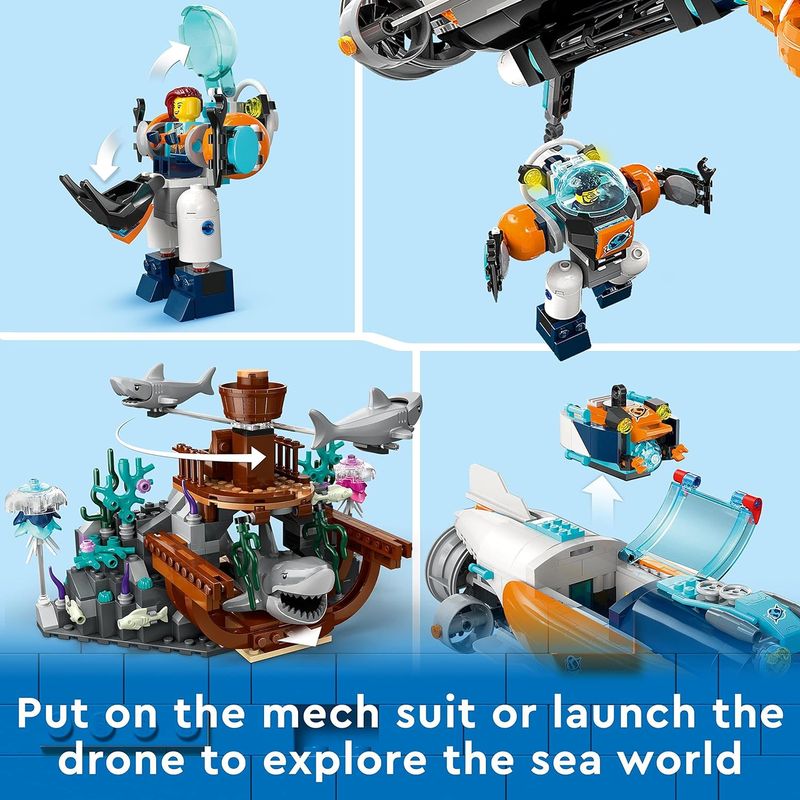 LEGO - Base submarina em construção com explorador mergulhador