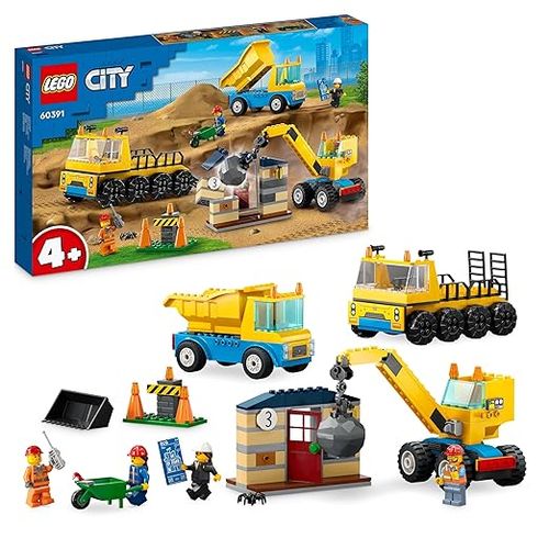 Blocos de Montar - Caminhoes de Construcao e Grua com Bola Destruidora LEGO DO BRASIL