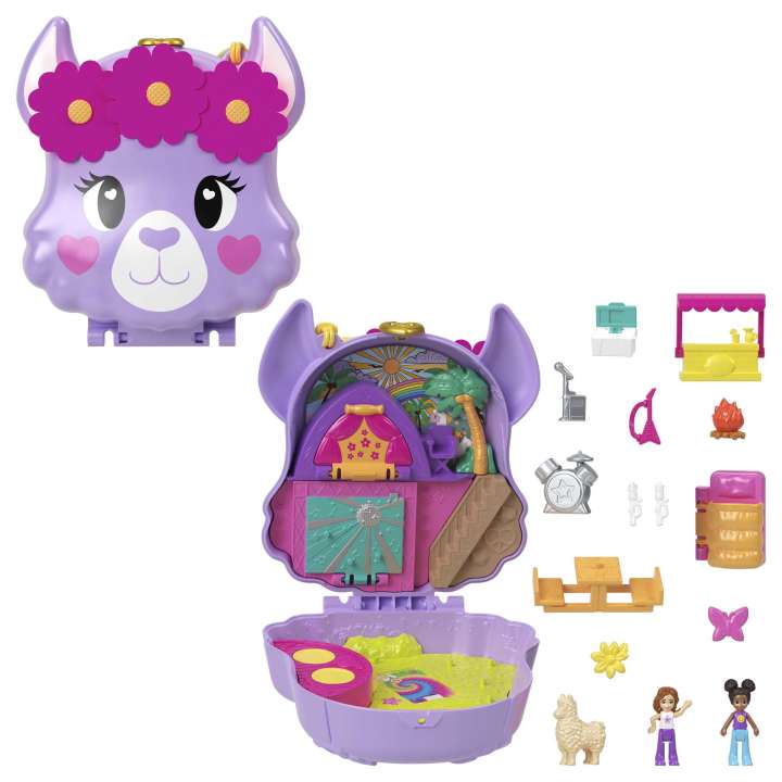 Boneca - Polly Pocket - Conjunto de Estojo Acampamento de Lhama MATTEL
