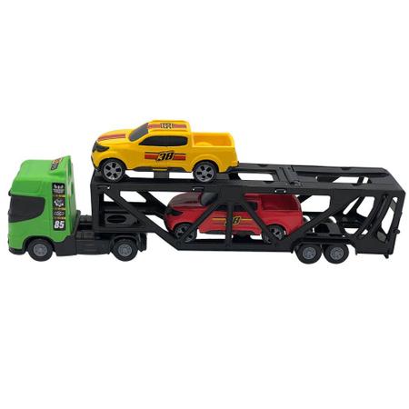 Caminhao - Mini Cegonheiro com 2 carrinhos - Verde BSTOYS