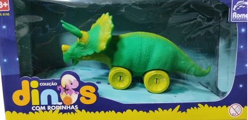 Boneco - Dino com Rodinhas Triceratops Escuro ROMA JENSEN