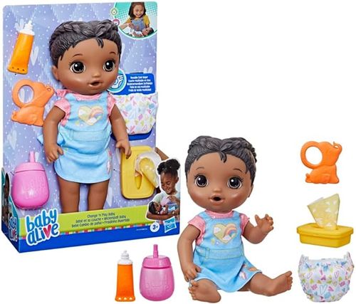 Boneca - Baby Alive Bebe Fraldinha - Cabelos Preto - Bebe e Faz Xixi HASBRO
