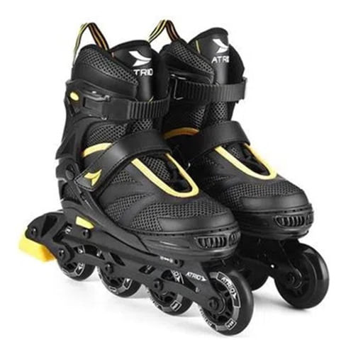 Patins - Preto e Amarelo Inline Regulavel Tamanho M 33/36 MULTIKIDS