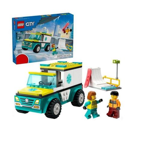 Blocos de Montar - City - Ambulancia de Emergencia e Snowboarder LEGO DO BRASIL